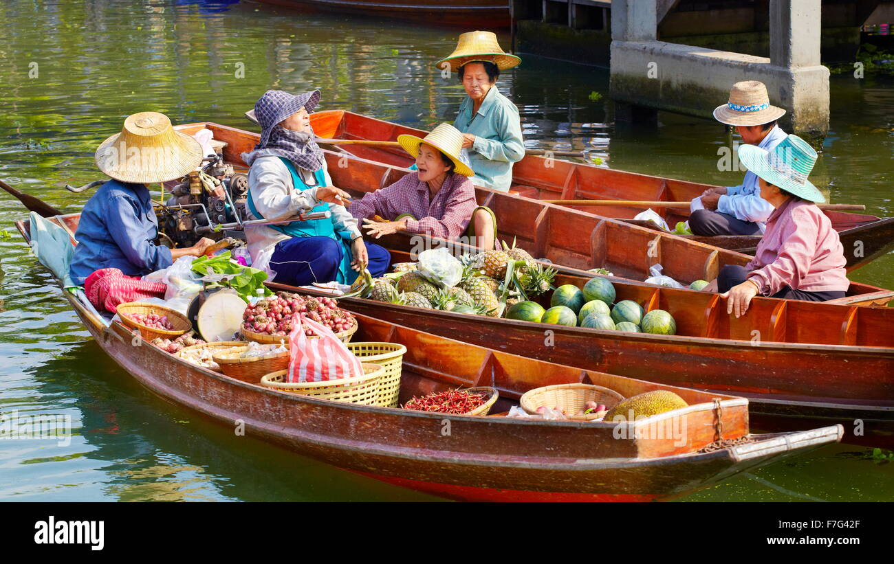 Bangkok - Tha Kha Floating Market in der Nähe von Bangkok, Thailand Stockfoto