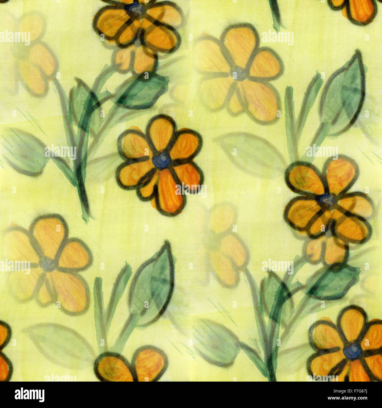 Blumen Muster Textur gelbe Aquarell handgemachte nahtlose Textur für Ihre website Stockfoto