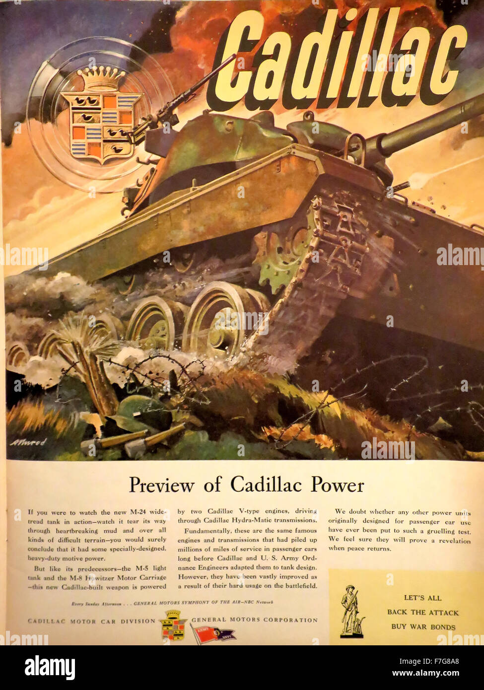 Das Life Magazine, September 27, 1948: WWII Vintage Werbung für Cadillac M-24 Tank, die Schlacht vor. Stockfoto