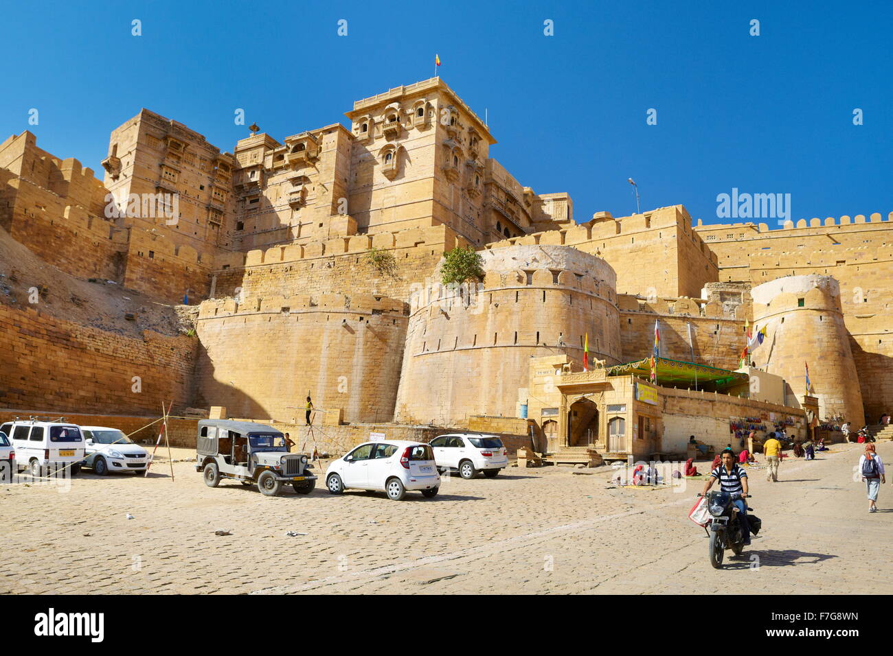 Wände von Jaisalmer Fort, Jaisalmer, Rajasthan, Indien Stockfoto