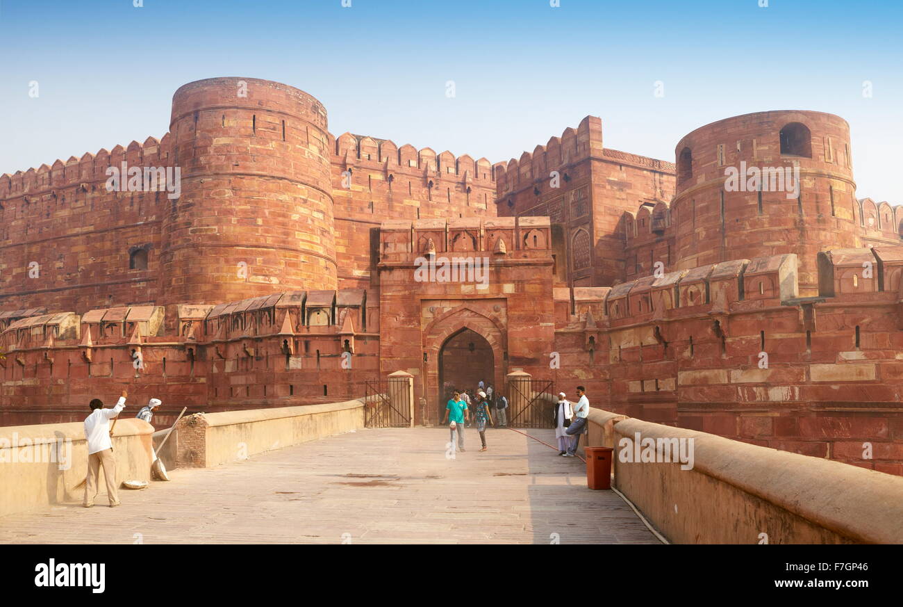 Agra Red Fort - Haupteingang der Festung, Agra, Uttar Pradesh, Indien Stockfoto