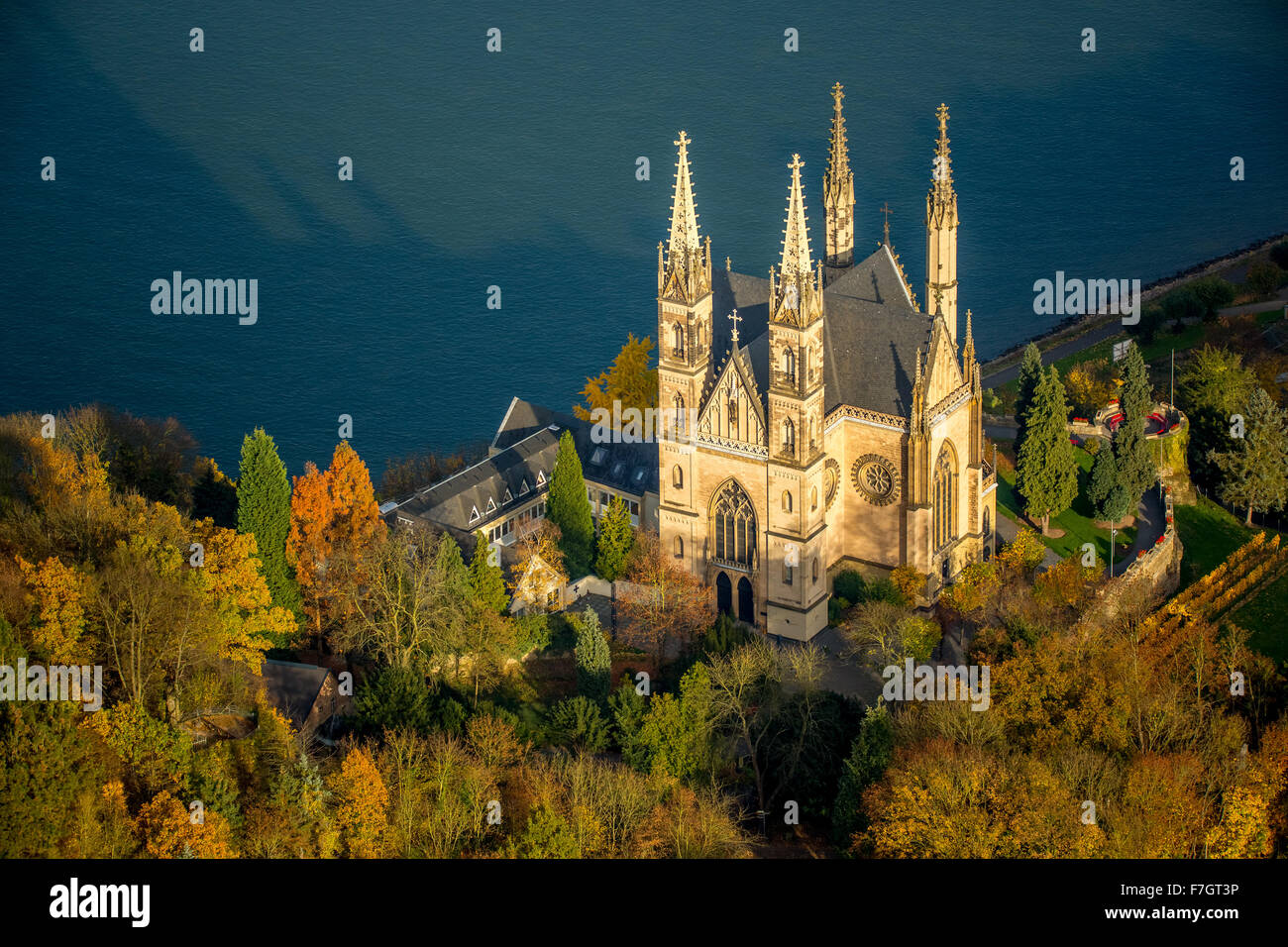 Apollinariskirche, Ort der Anbetung, Apollinaris-Hang, am Rhein, Remagen, Rheintal, Sankt Goar, Rheinland-Palatina Stockfoto