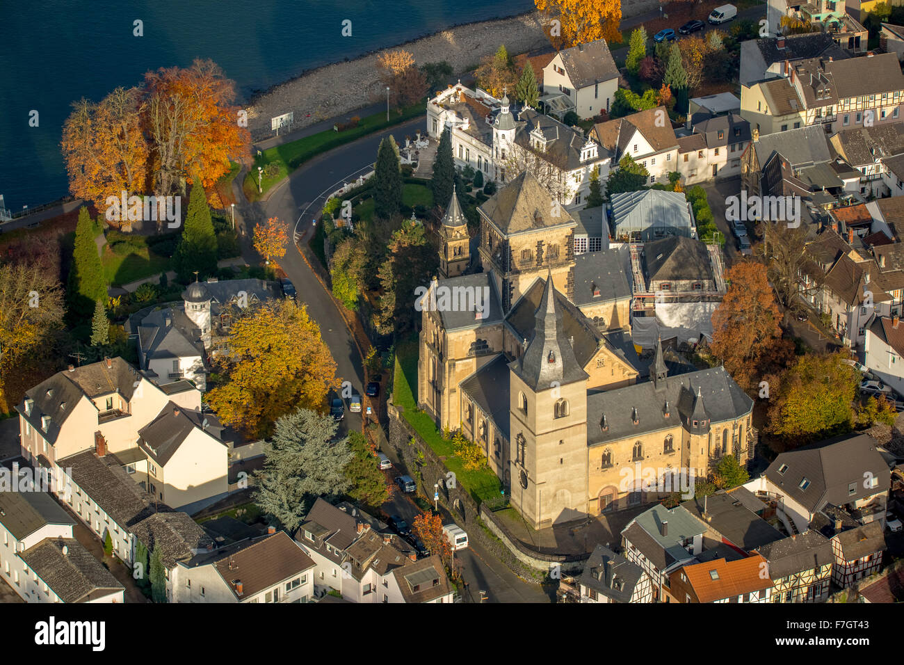 Apollinariskirche, Ort der Anbetung, Apollinaris-Hang, am Rhein, Remagen, Rheintal, Sankt Goar, Rheinland-Palatina Stockfoto