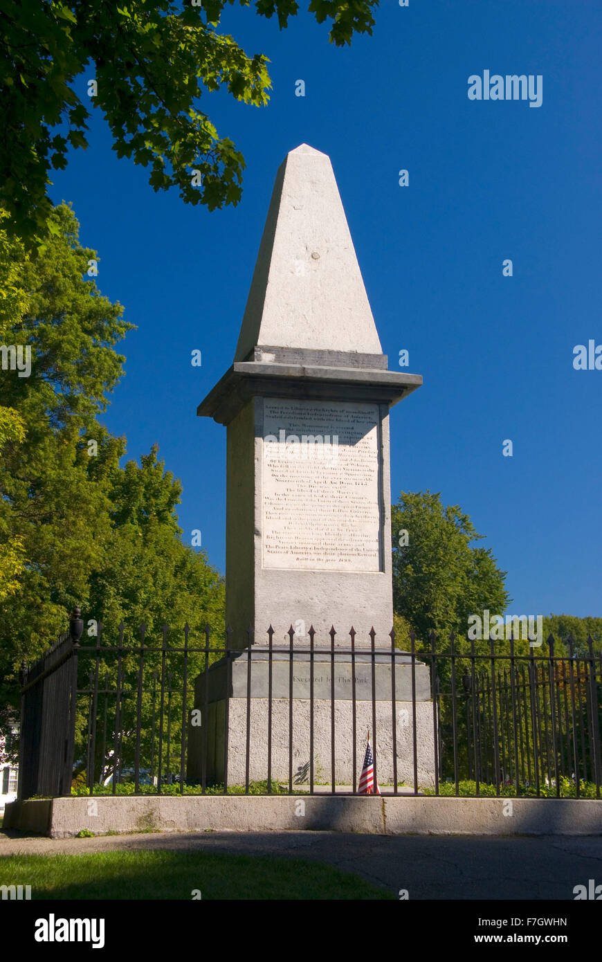 Lexington Battle Green Denkmal, Lexington Green, Lexington, Massachusetts Stockfoto