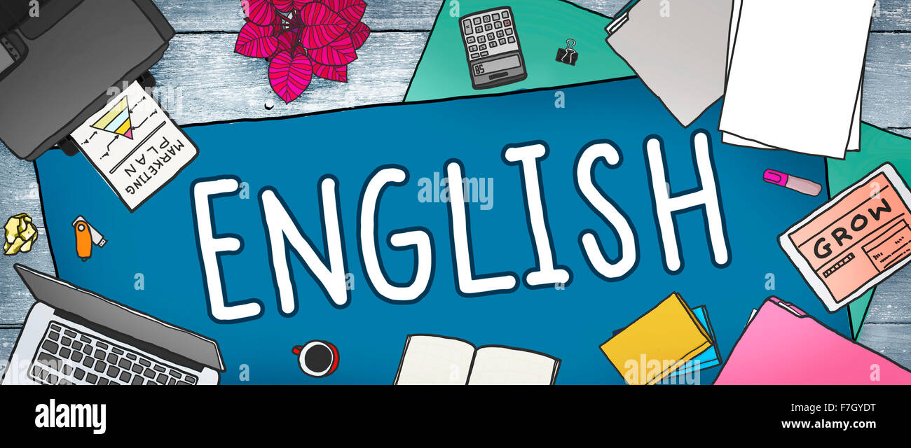 Britisches Englisch England Sprache Bildungskonzept Stockfoto