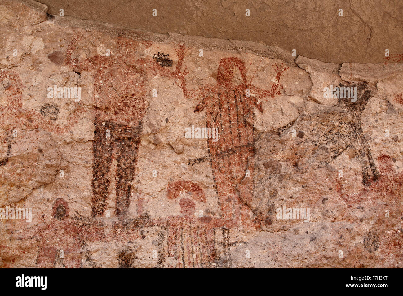 pr5398-D. Petroglyphen und Felszeichnungen von Santa Marta, die Menschen, Tiere darstellen (Hirsch, Kaninchen, Fisch, mehr). Baja, Mexiko. Stockfoto
