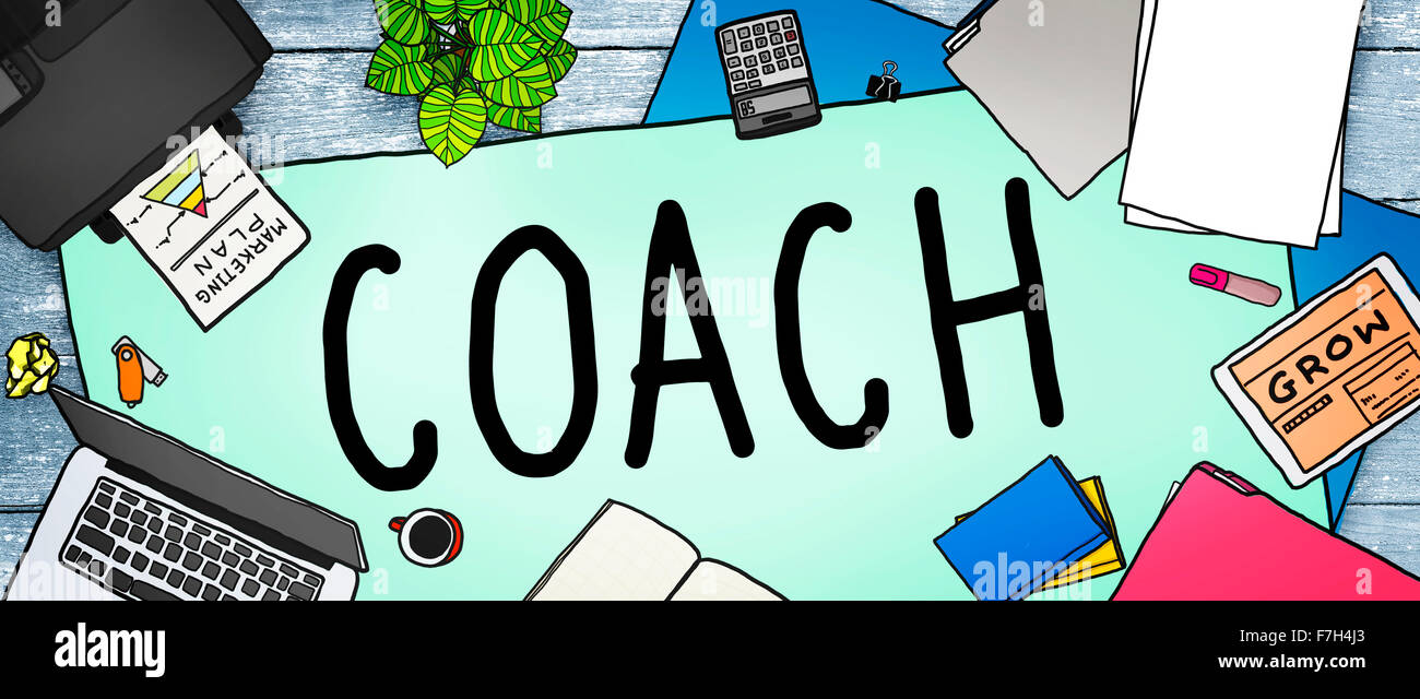Coach Coaching Guide Instructor Leader Manager-Tutor-Konzept Stockfoto