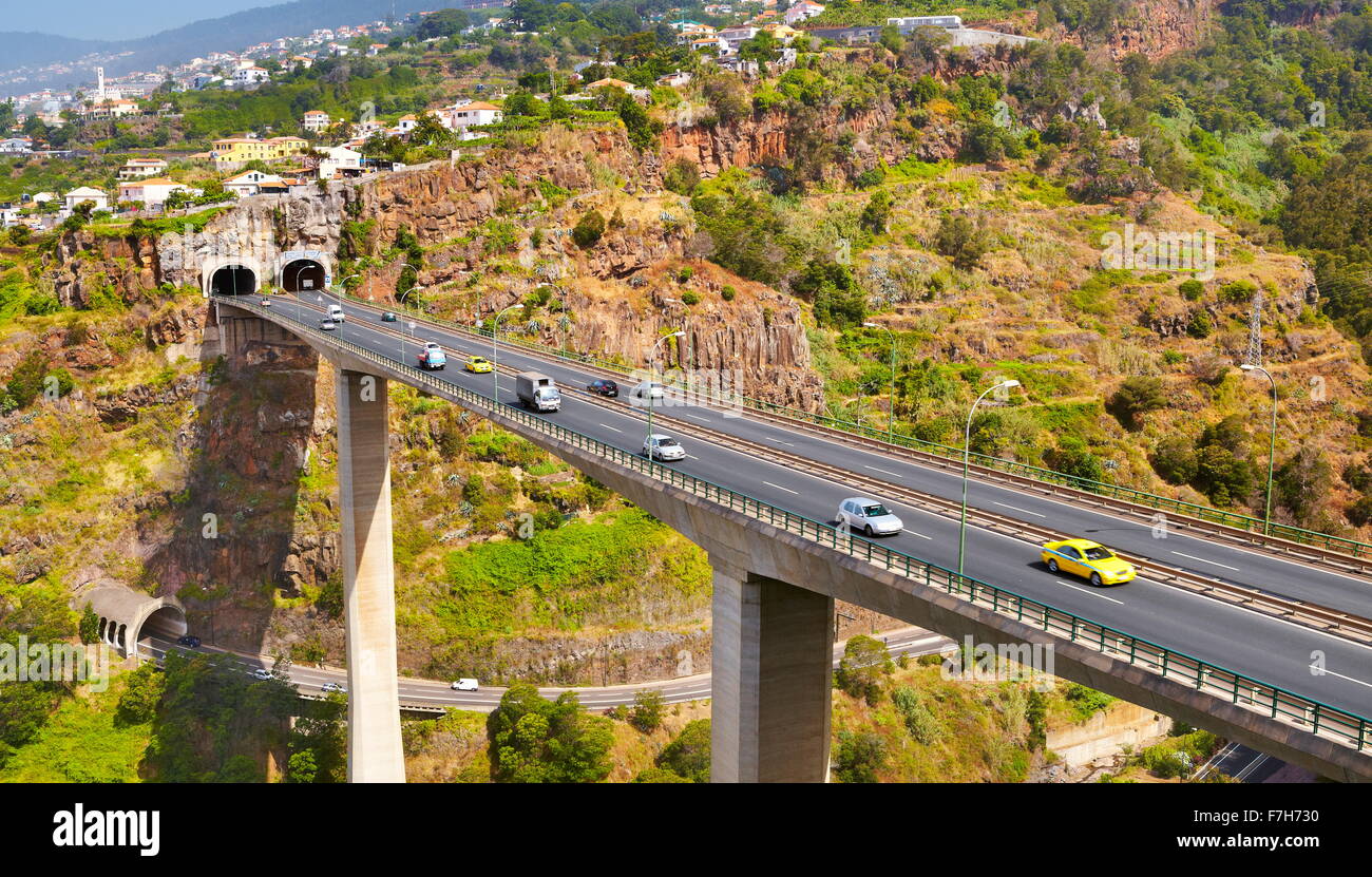 Autobahn "Via Rapida", Funchal, Madeira Insel, Portugal Stockfoto