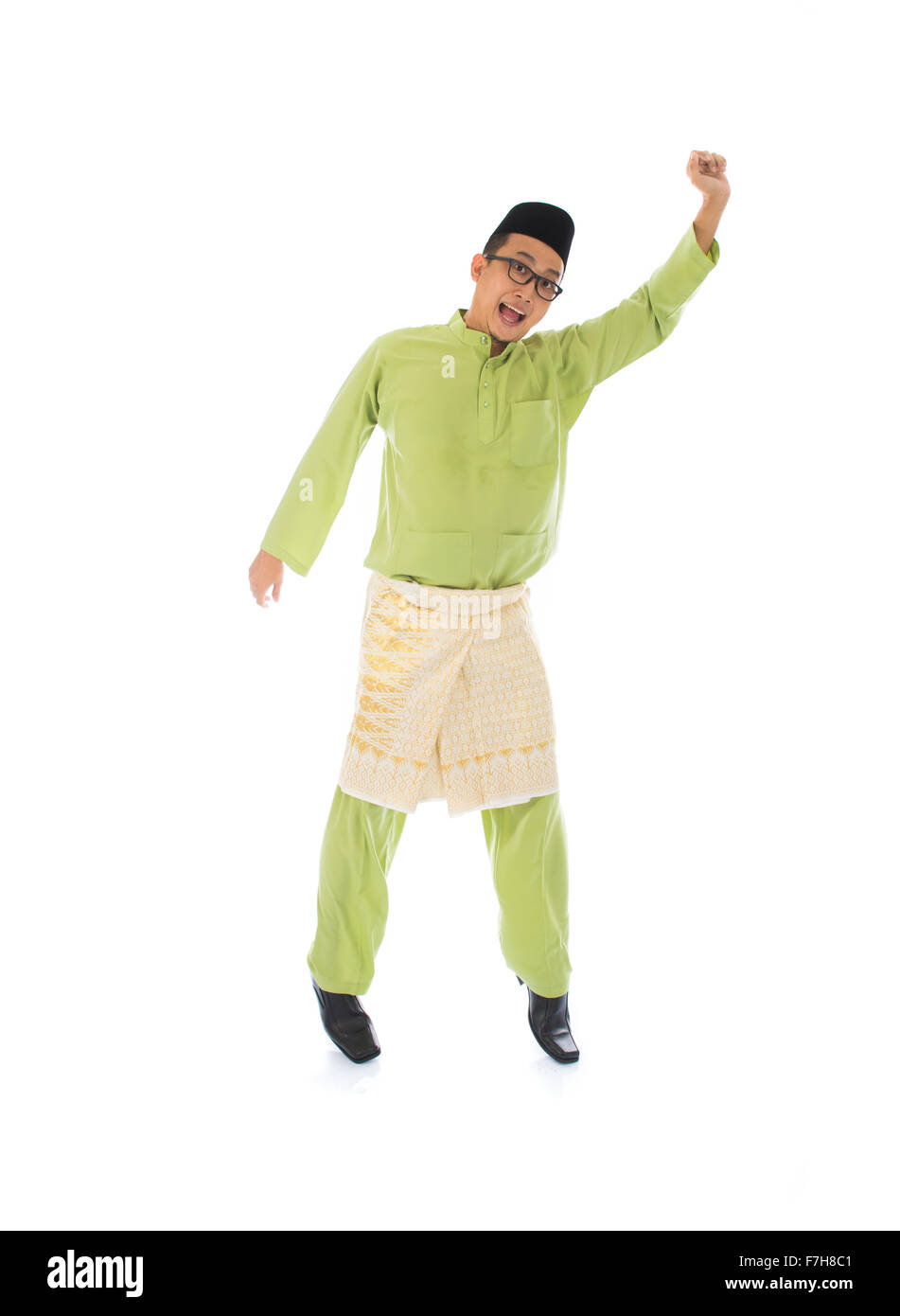 Malay männlichen springen in Freude Stockfoto