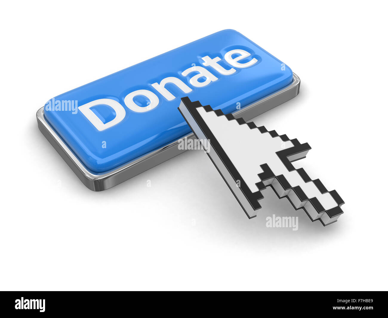 Cursor und Schaltfläche "Spenden". Bild mit Beschneidungspfad Stockfoto