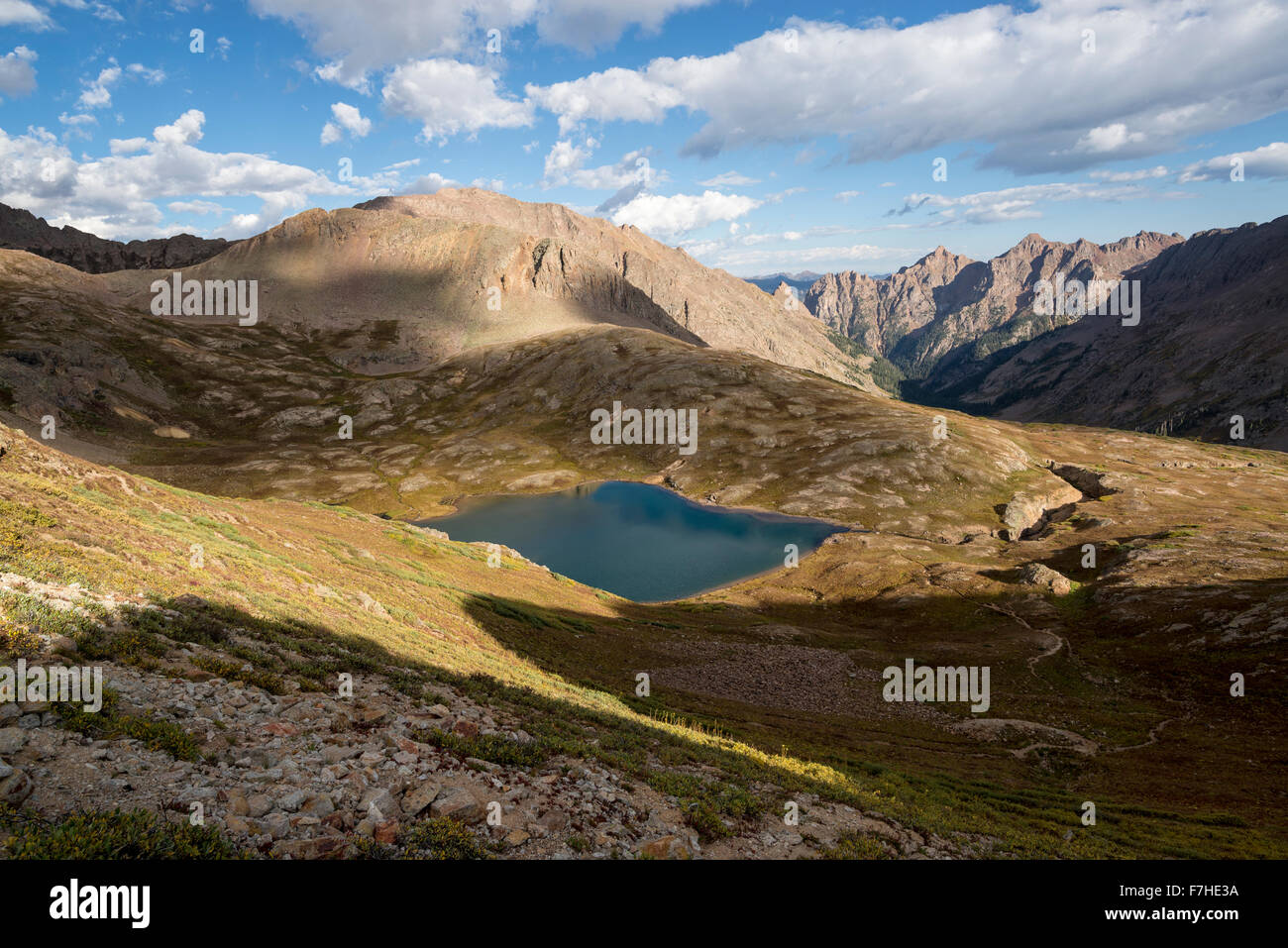 Columbine-See, ein Bergsee in der Weminuche Wilderness, Colorado. Stockfoto