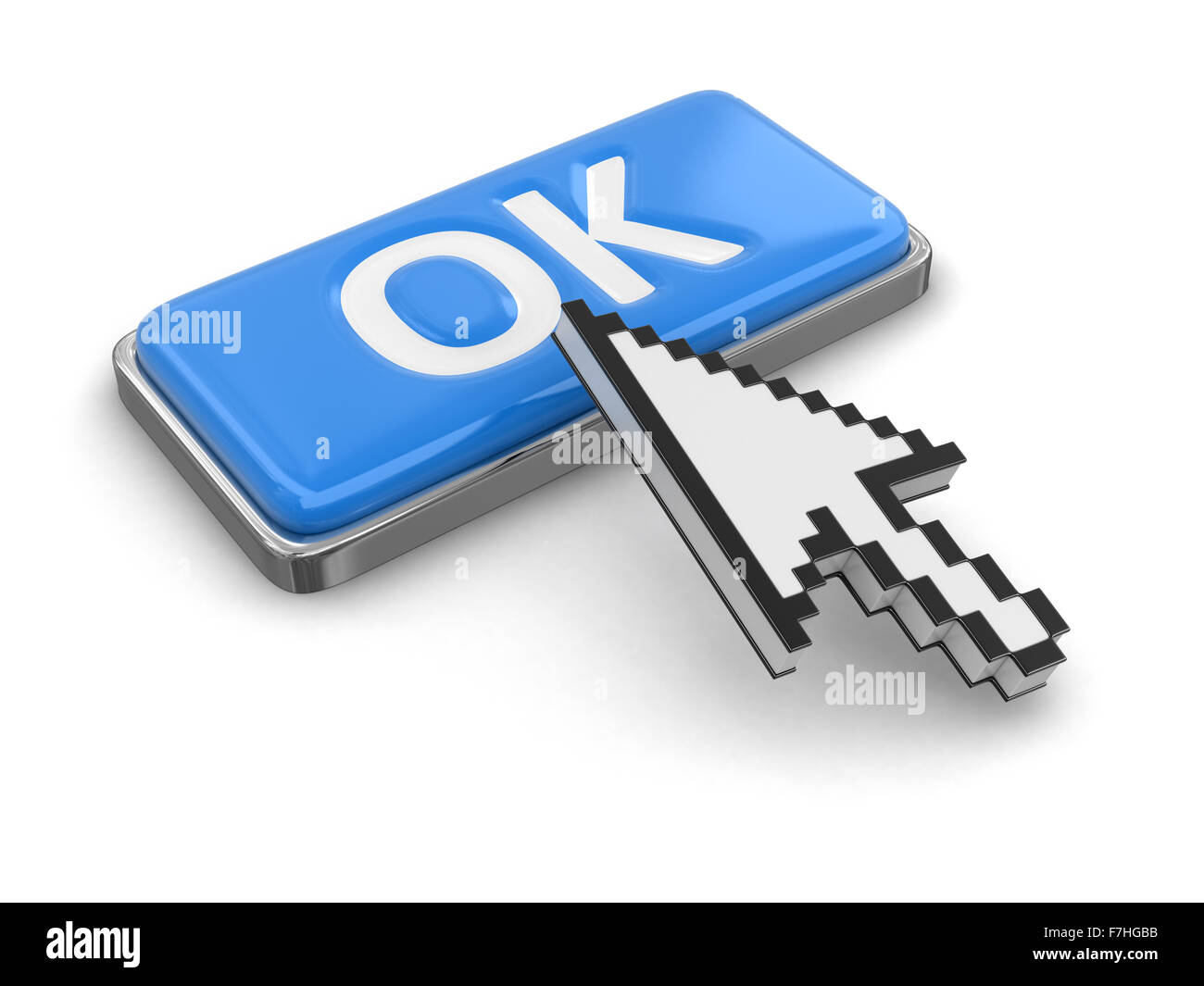 Cursor und Schaltfläche "OK". Bild mit Beschneidungspfad Stockfoto