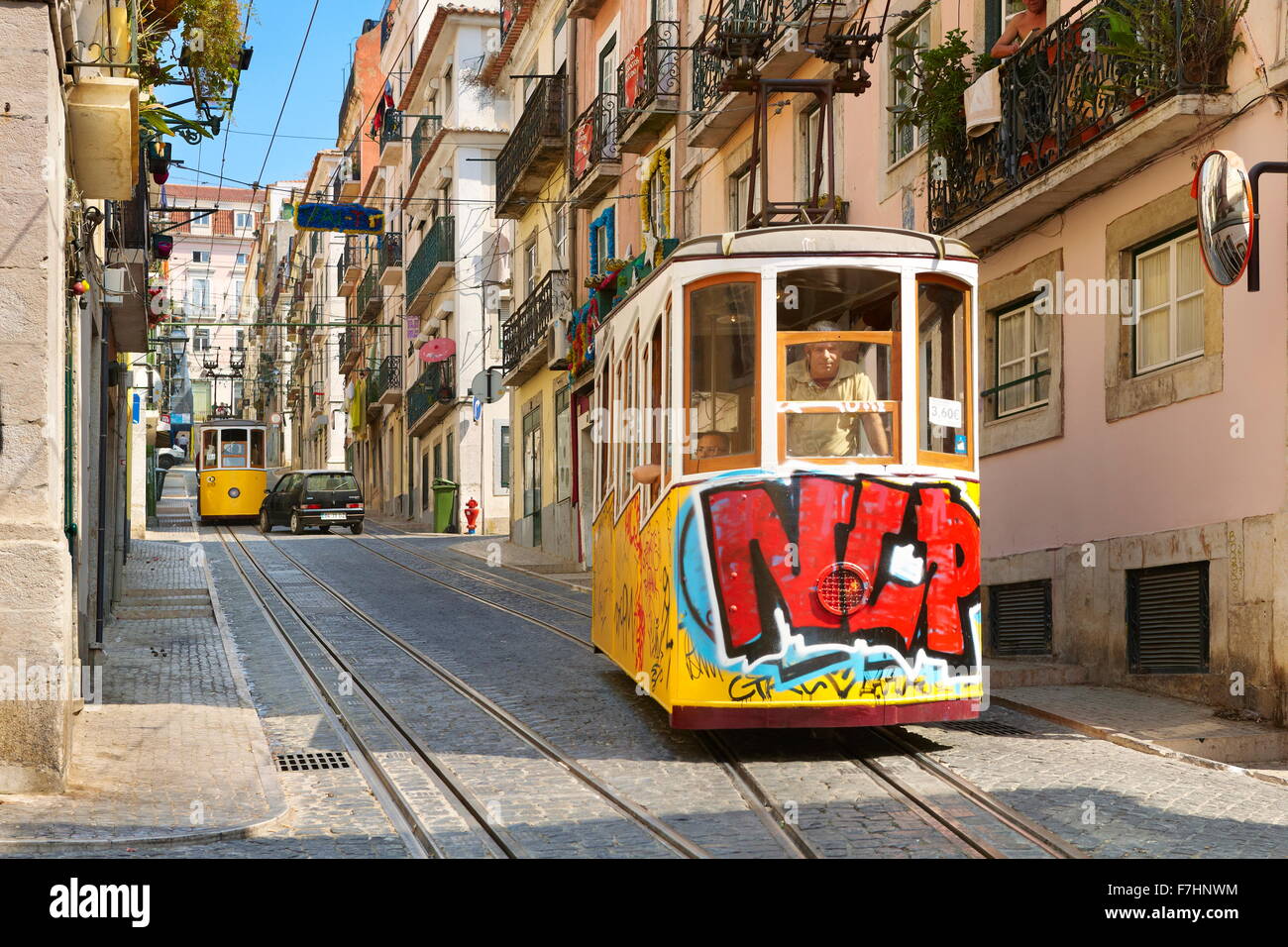Lissabon Straßenbahn, "Elevador da Bica" Portugal Stockfoto
