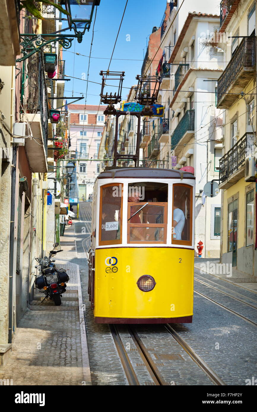 Lissabon Straßenbahn, "Elevador da Bica" Portugal Stockfoto