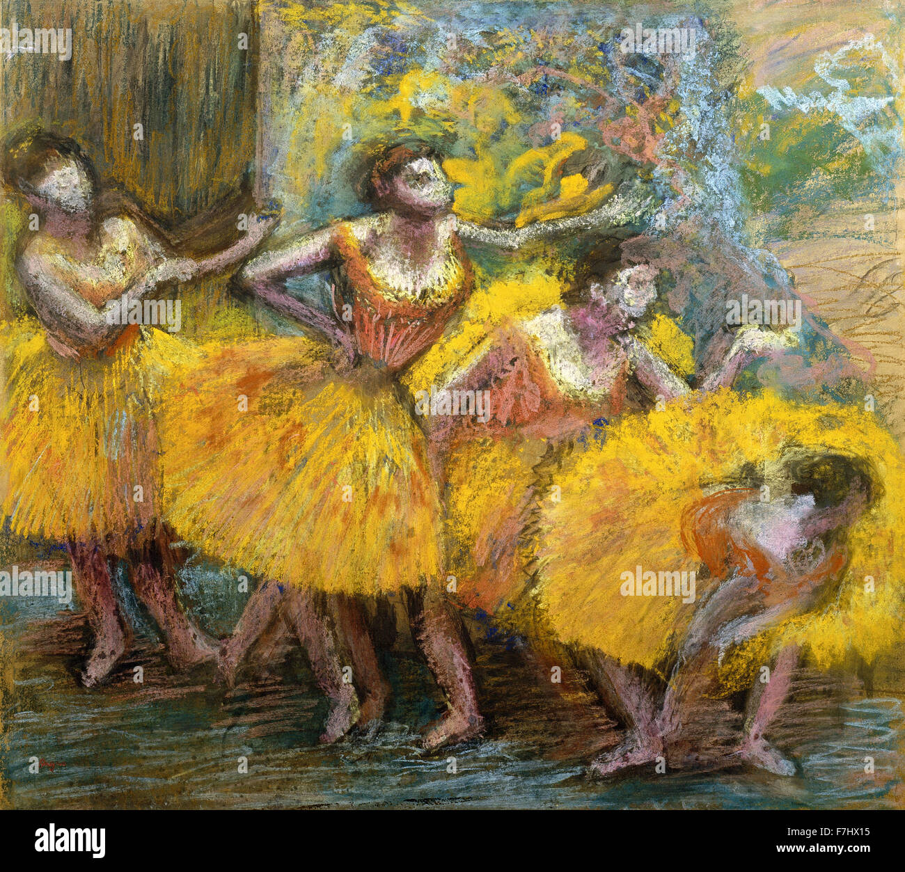 Edgar Degas - Danseuses Aux Jupes Jaunes Stockfoto