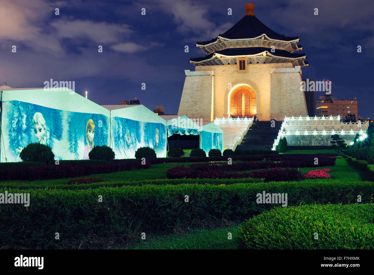 Chiang Kai-Shek-Gedächtnishalle in der Nacht, Taipei, Taiwan Stockfoto