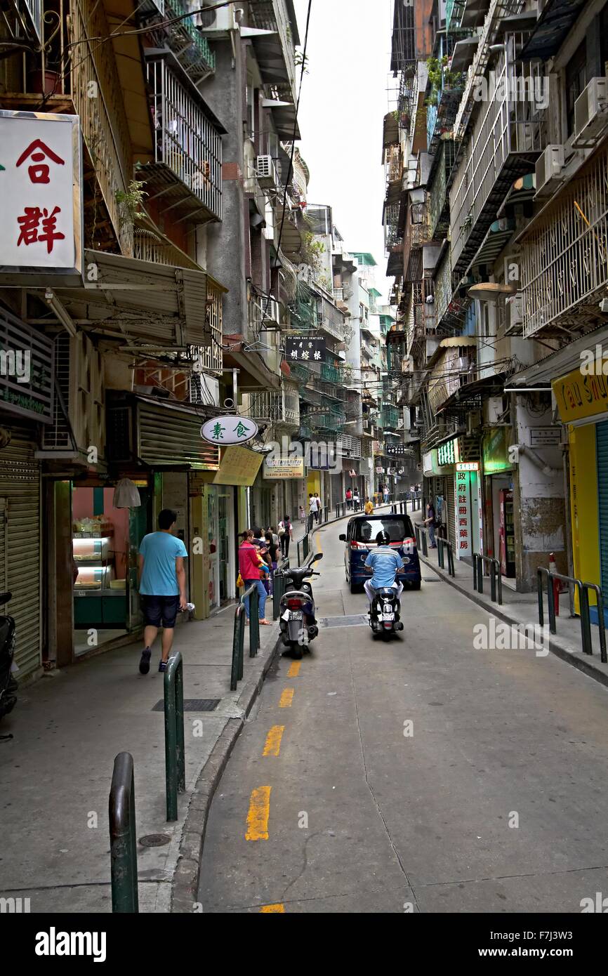 Macau China Street Scape alte und neue Stockfoto