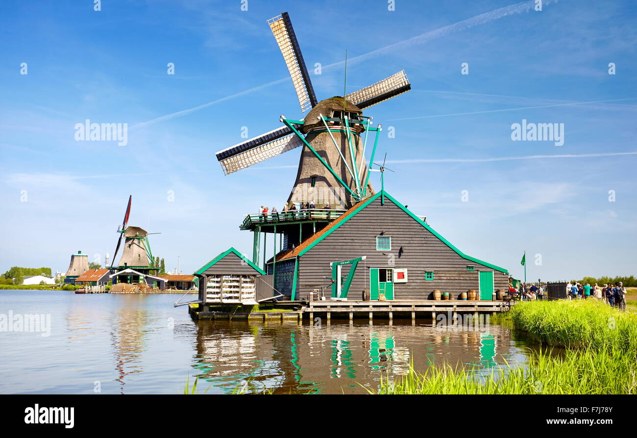 Windmühlen in Zaanse Schans - Holland Niederlande Stockfoto