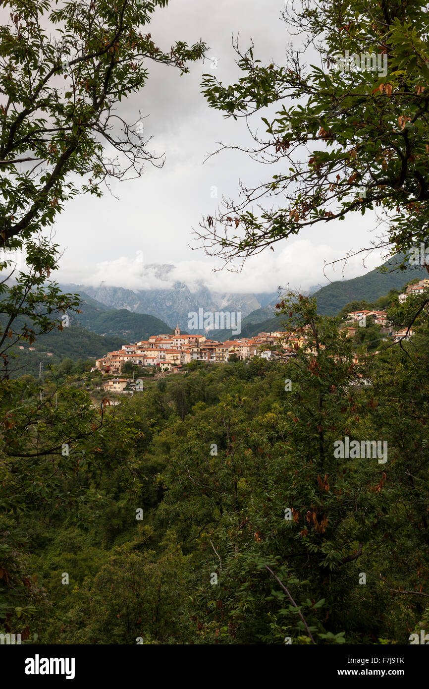 Bergdorf Antona, Toskana, Italien. Stockfoto