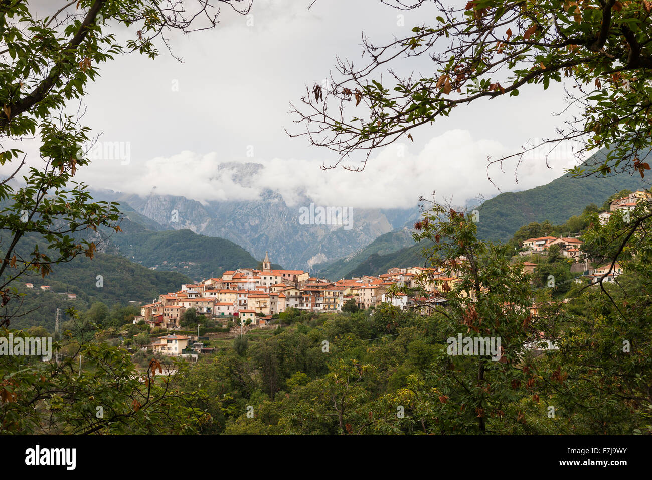 Bergdorf Antona, Toskana, Italien. Stockfoto