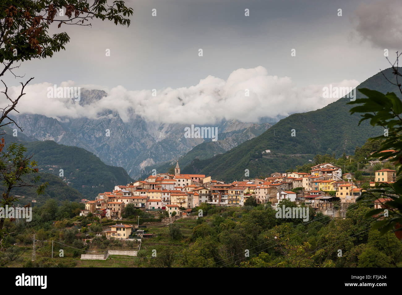 Bergdorf Antona, Toskana, Italien. Stockfoto