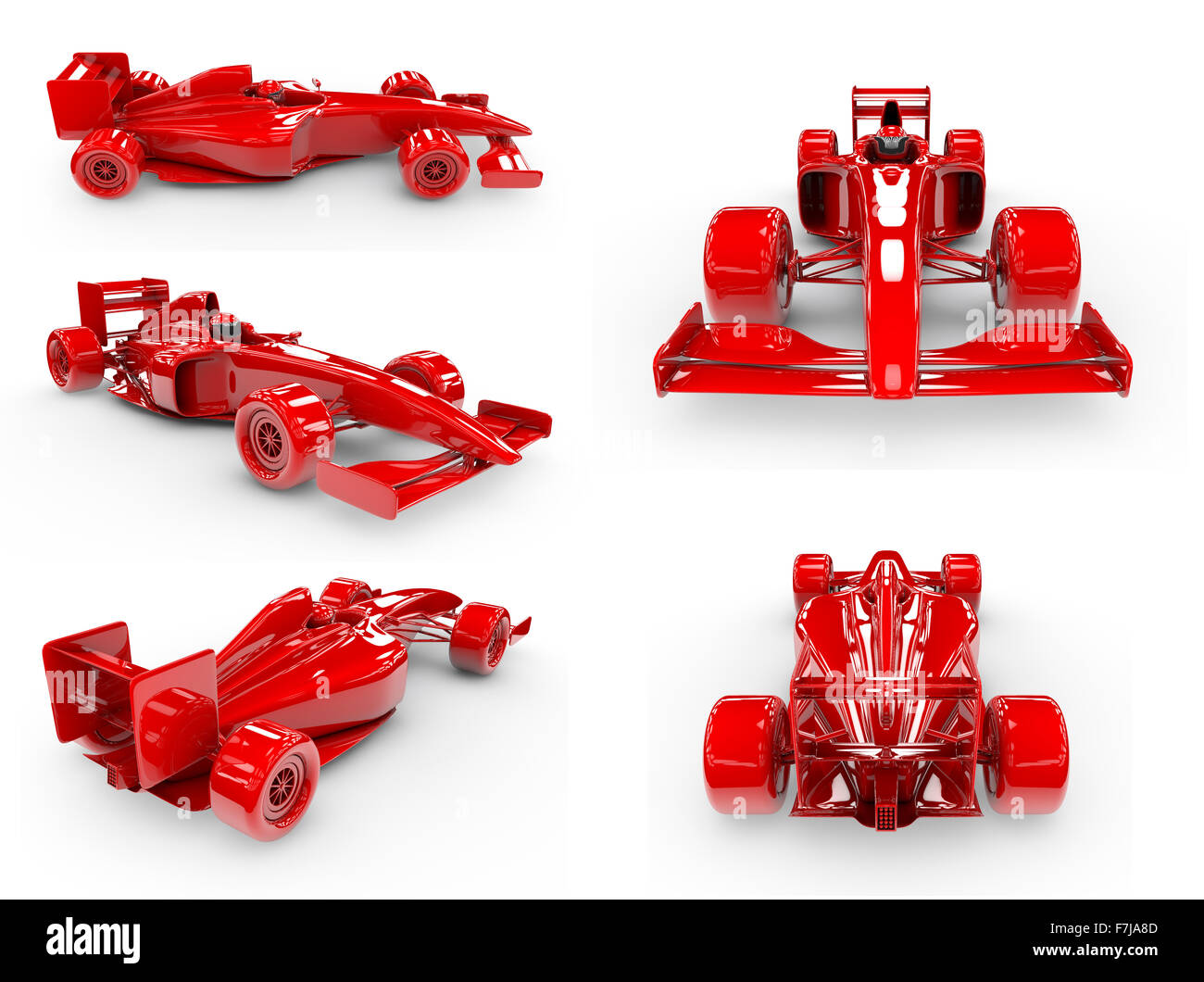 Formel-1-Konzept-SET 2 / 5 Ansichten der konzeptionellen Formel 1 Auto, leicht zu kolorieren Stockfoto