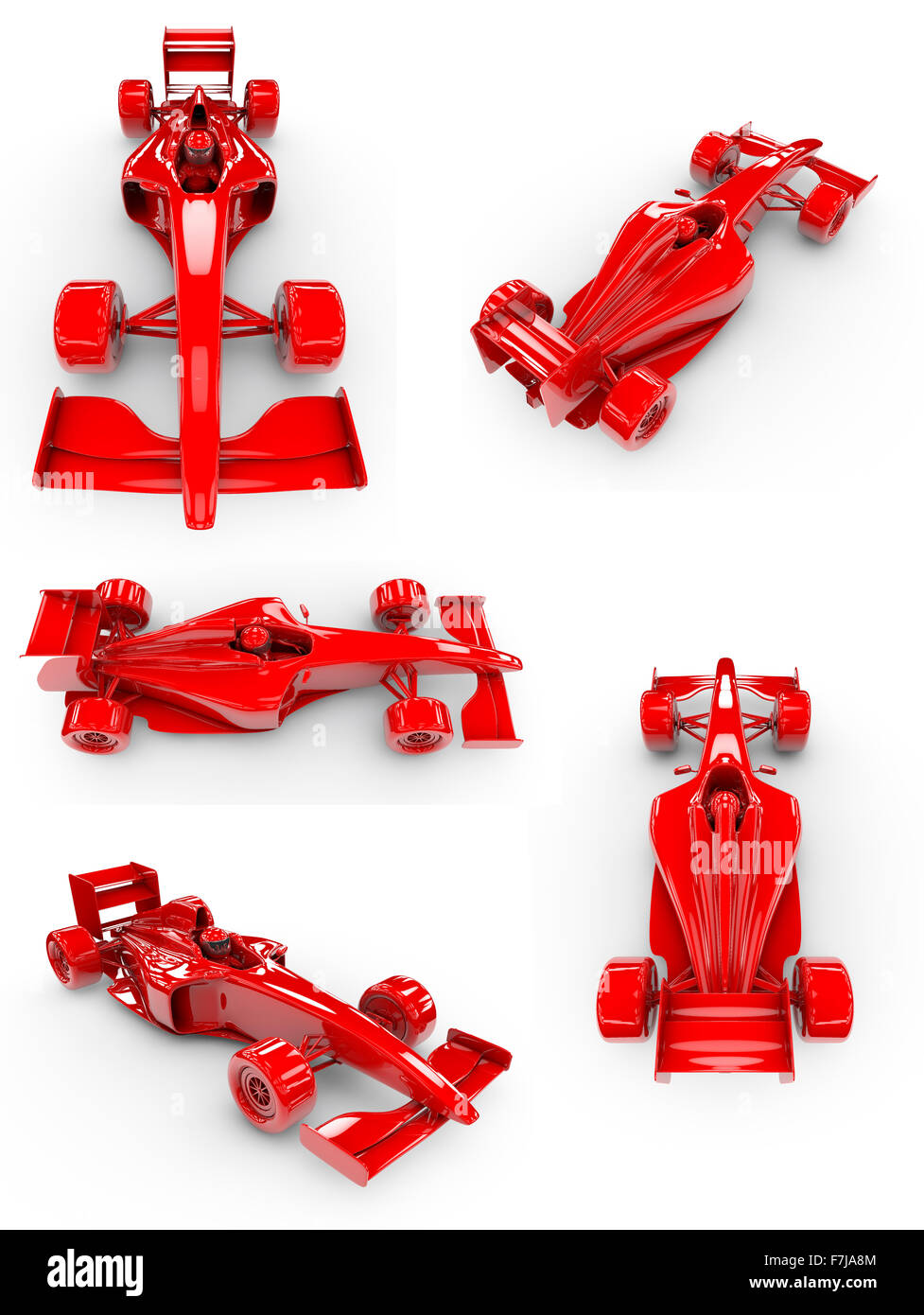 Formel-1-Konzept SET 3 / 5 Ansichten der konzeptionellen Formel 1 Auto, leicht zu kolorieren Stockfoto
