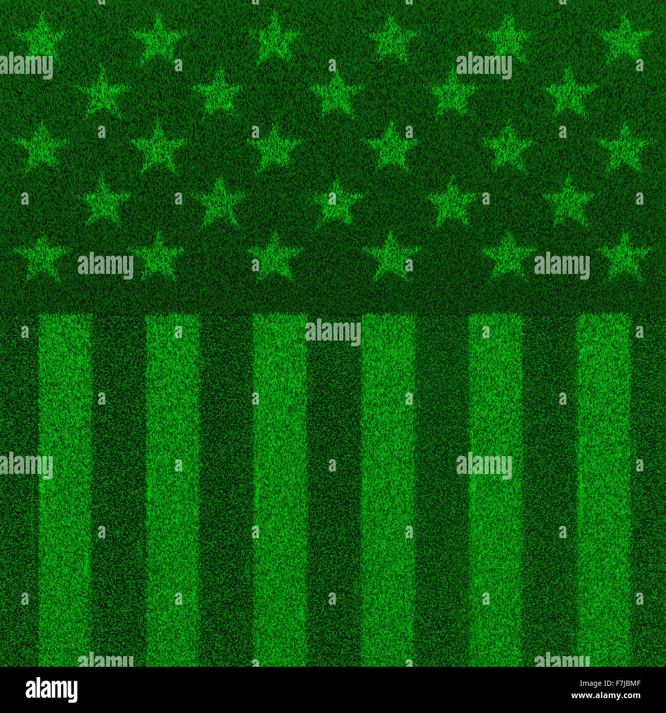 Die Wiese und Streifen / 3D Render der USA-Flagge von Grass gewachsen Stockfoto