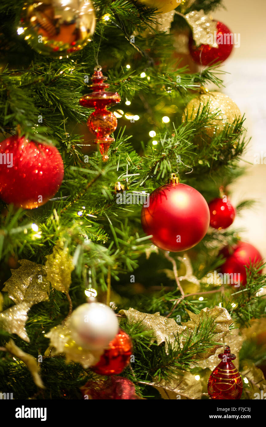 Weihnachtsbaum in der Nähe Detail Stockfoto