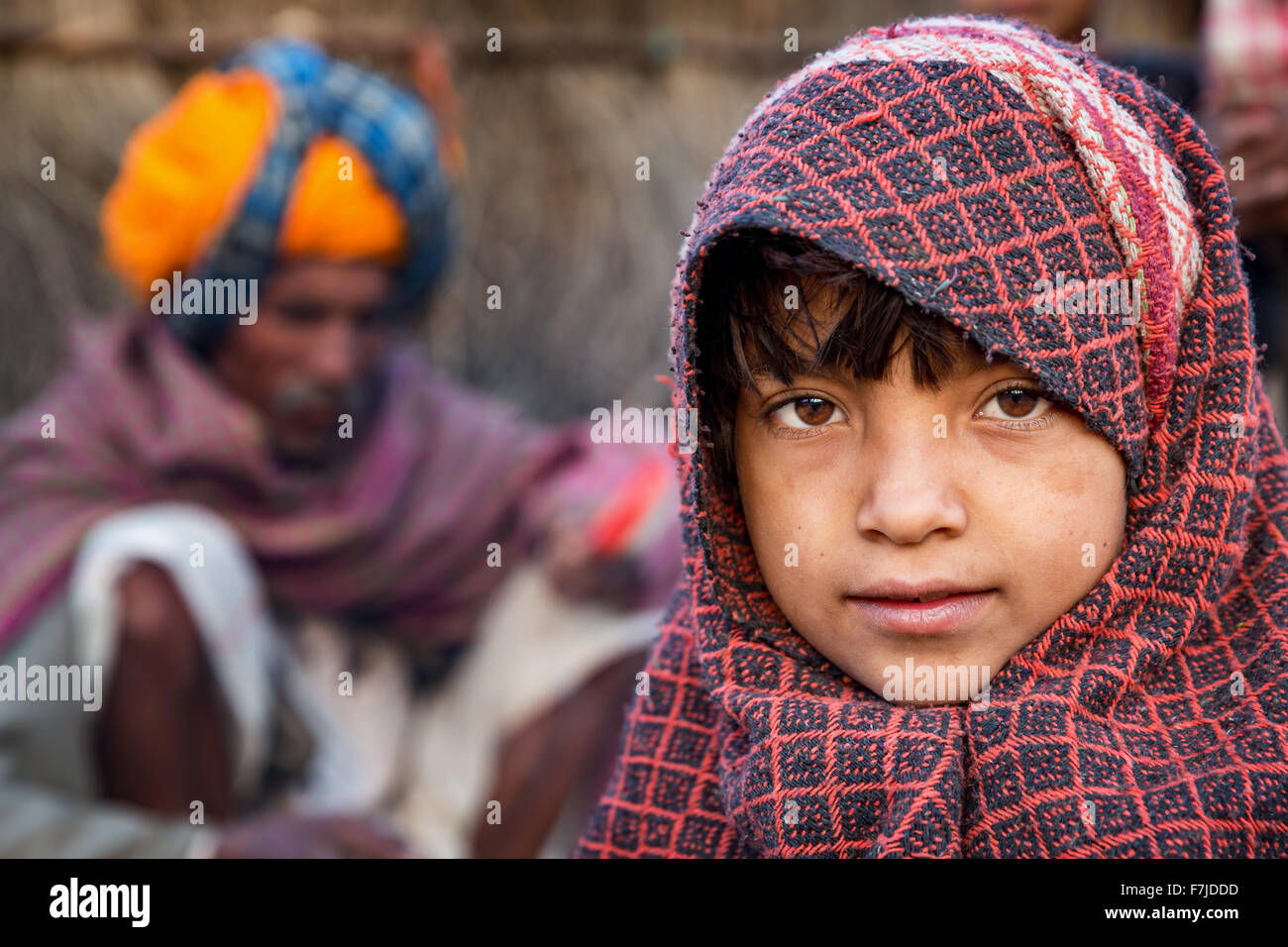 Porträt eines jungen Mädchens, Pushkar, Rajasthan, Indien Stockfoto