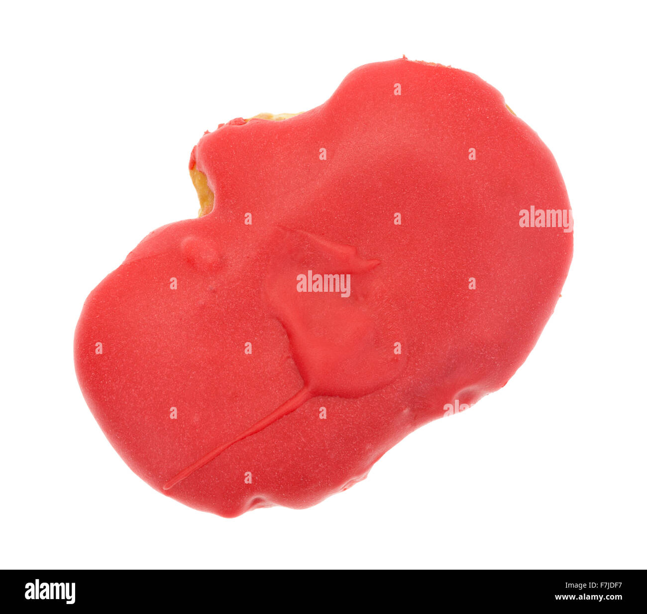 Draufsicht auf eine Kirsche iced Donut-Bar isoliert auf einem weißen Hintergrund. Stockfoto