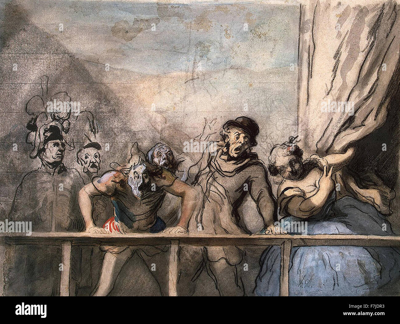 Honoré-Victorin Daumier - Sideshow. Rückgängig zu machen. Skizze der Kopf eines Mannes Stockfoto