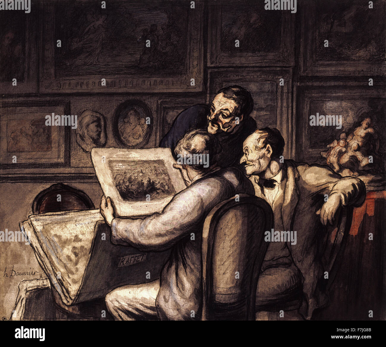 Honoré-Victorin Daumier - Les Amateure d'estampes Stockfoto