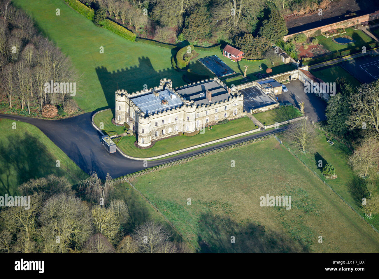 Eine Luftaufnahme der Fillingham Burg, Lincolnshire, UK. Stockfoto