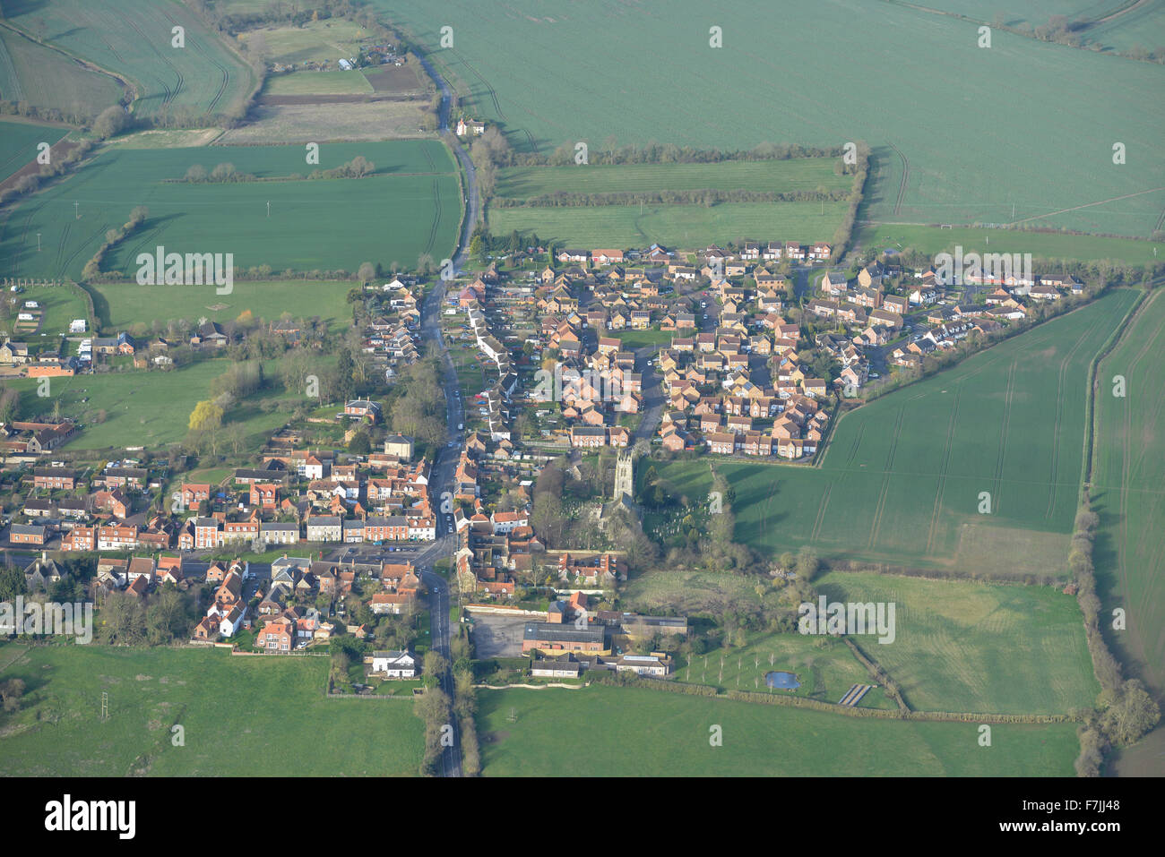 Eine Luftaufnahme des Lincolnshire Dorf von Folkingham Stockfoto