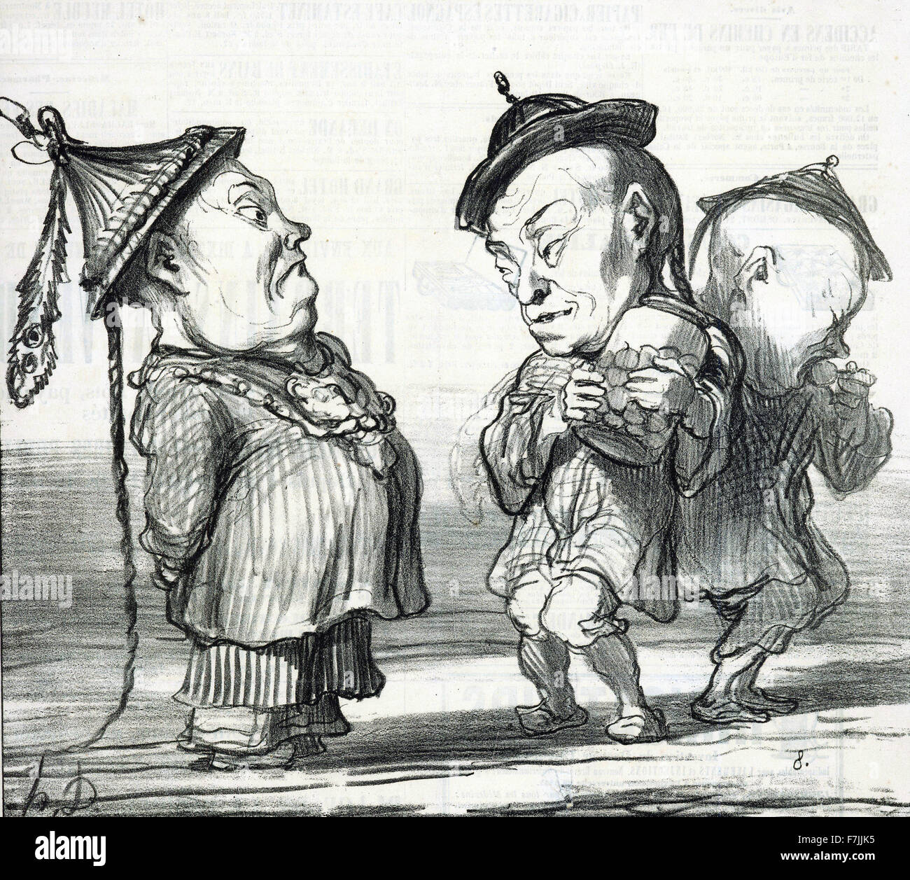 Honoré-Victorin Daumier - Qu'est ce Que Vous Avez La , aus der Serie En Chine Stockfoto