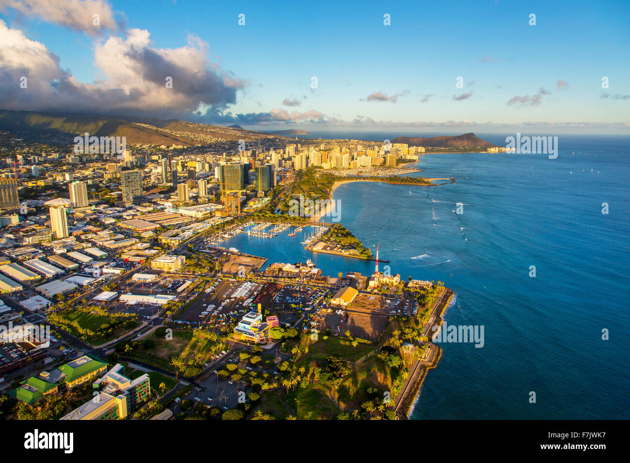 Antenne, Waikiki, Honolulu, Oahu, Hawaii Stockfoto