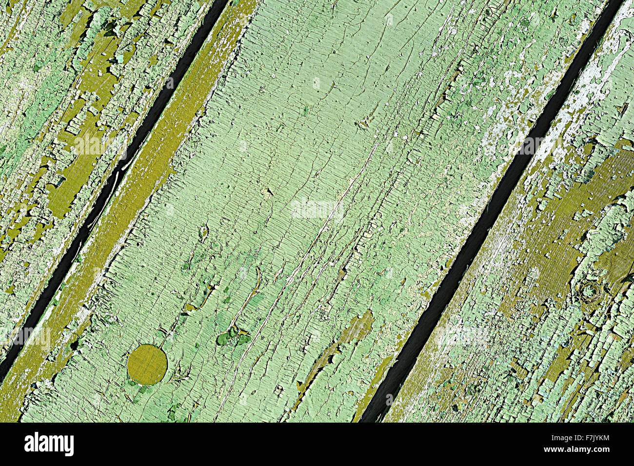 Oberfläche einer leeren grünen hölzernen Hintergrund. Stockfoto