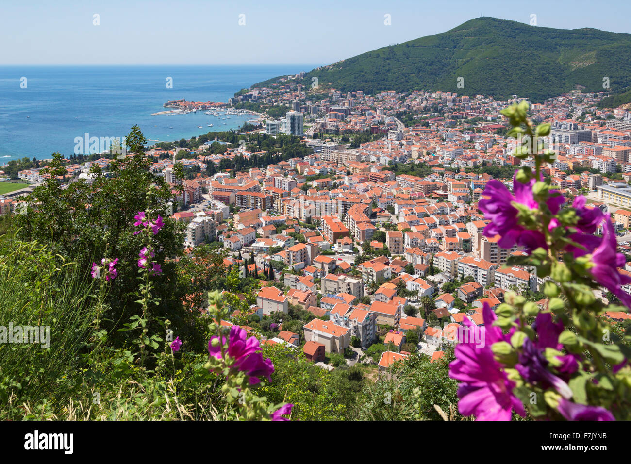 Budva, Montenegro. Gesamtansicht. Stockfoto