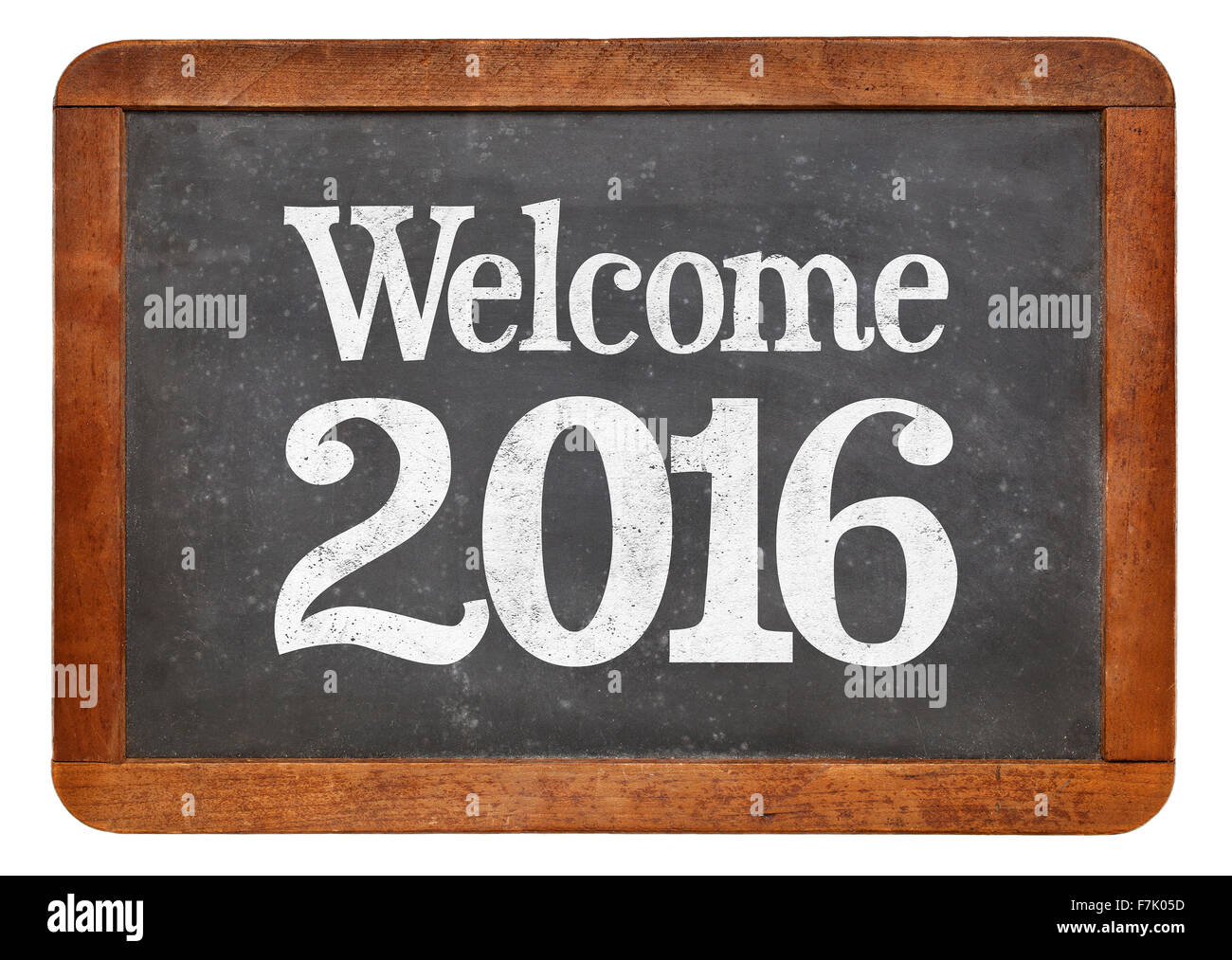 Willkommen 2016 - Neujahr-Konzept auf einer Vintage Schiefer-Tafel Stockfoto