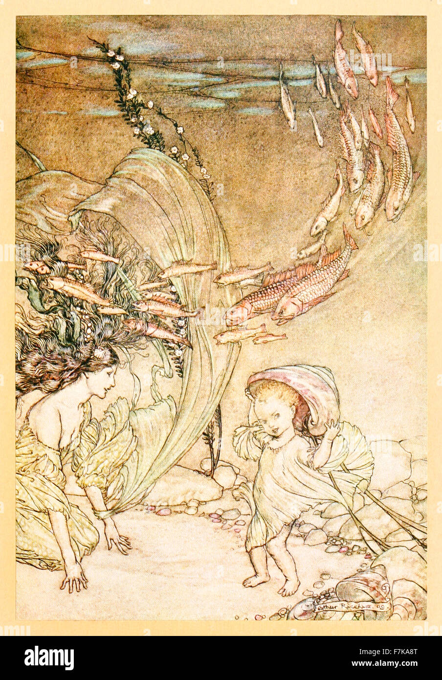 "Die Kindheit der Undine" von "Undine", illustriert von Arthur Rackham (1867-1939). Siehe Beschreibung für mehr Informationen. Stockfoto