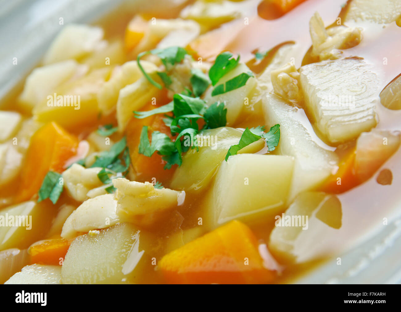 Bahamas rot Conch Chowder. Karibische Küche Stockfoto