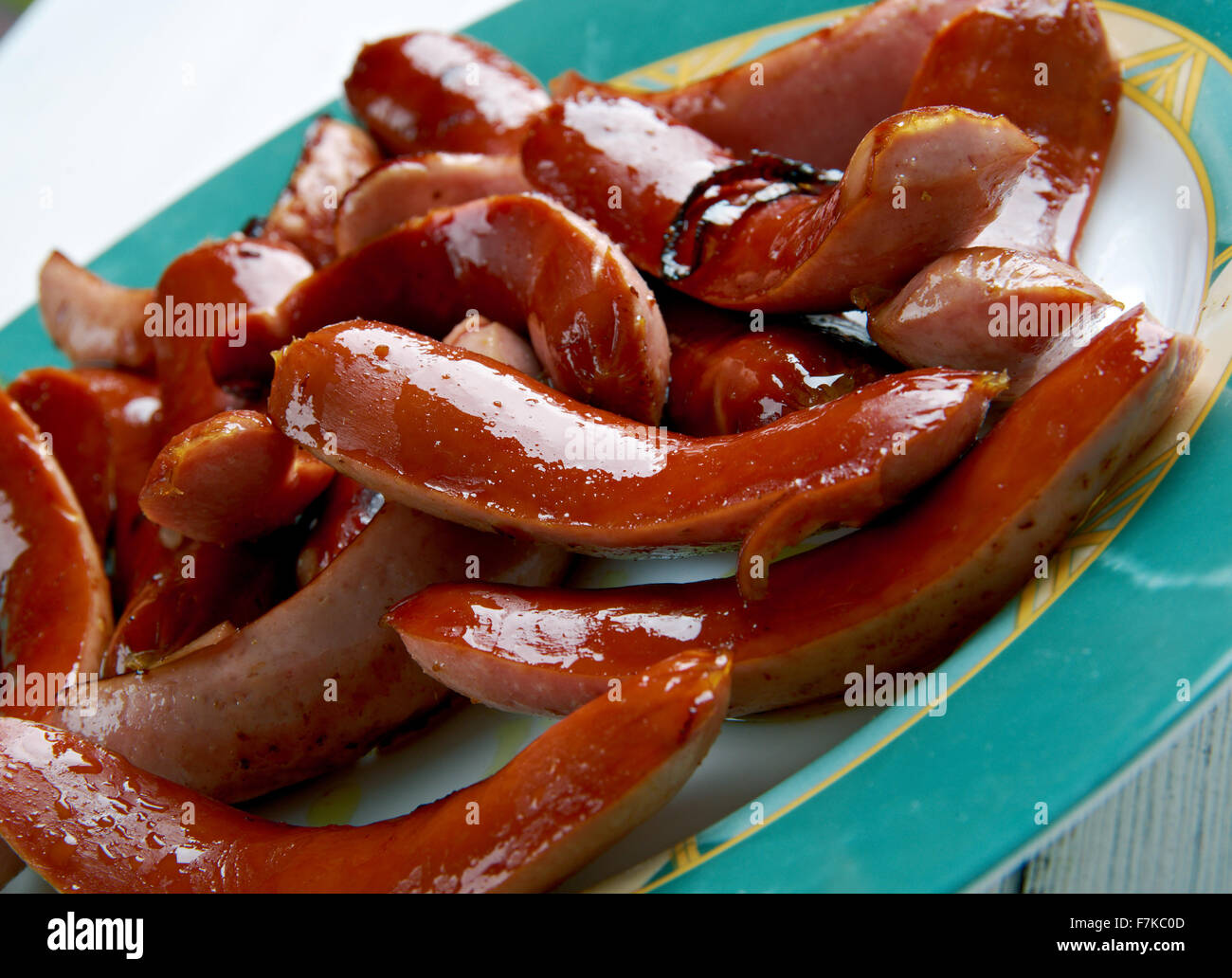 Prinskorv - kleine schwedische Wurst. Stockfoto