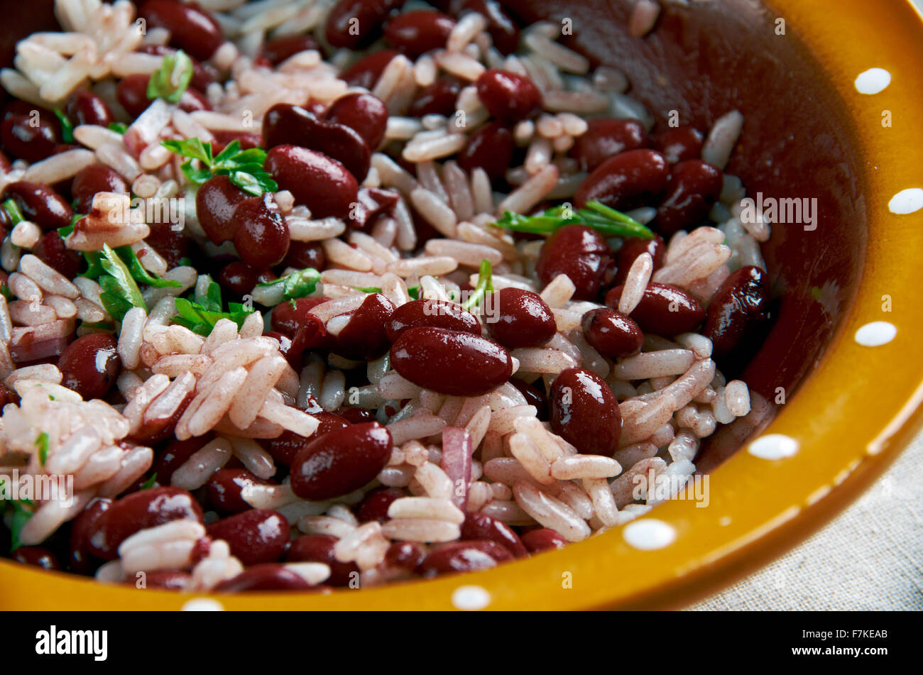 Moros y Cristianos - berühmten kubanischen dish.version Reis und Bohnen Stockfoto