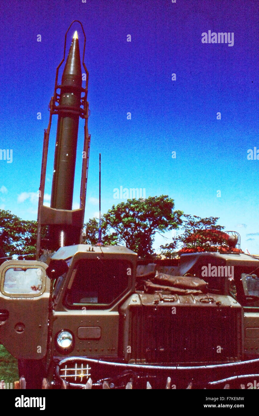 Mobile SCUD Raketenwerfer mit Rakete Stockfoto