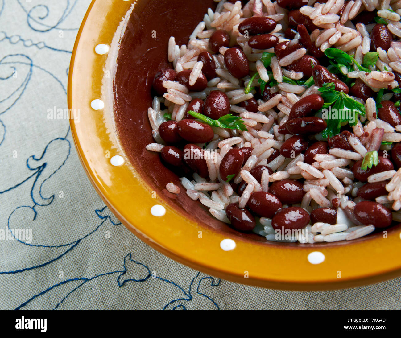 Moros y Cristianos - berühmten kubanischen dish.version Reis und Bohnen Stockfoto