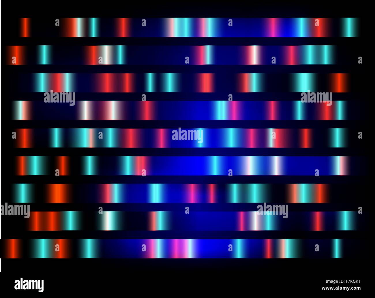 bunte medizinische DNA-Ergebnisse mit schwarzem Hintergrund Stock Vektor