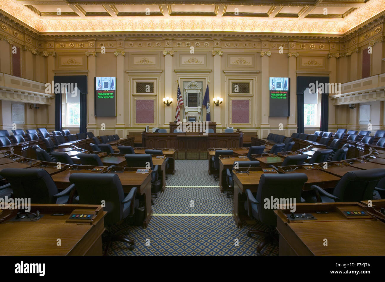 Leere Sitze des House Of Representatives Chamber, restaurierten Virginia State Capitol, Richmond Virginia Stockfoto