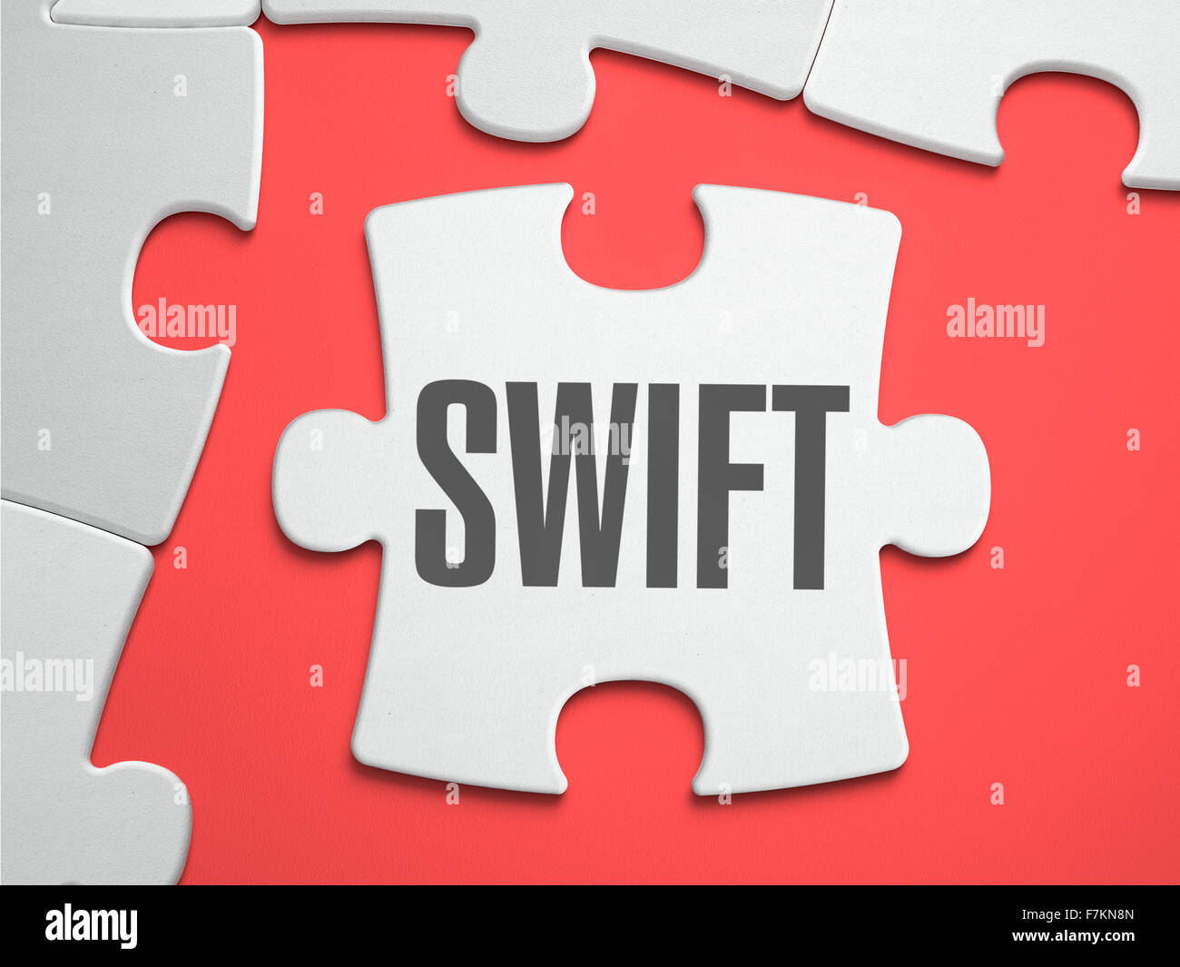 SWIFT - Puzzle auf der Stelle der fehlenden Teile. Stockfoto