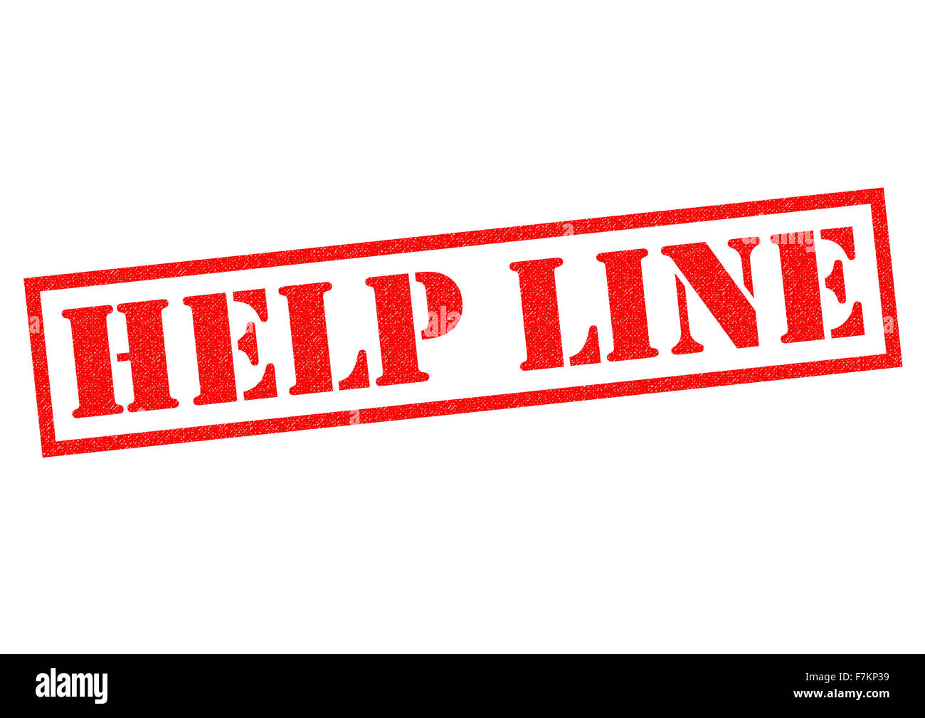 HELP LINE rot Stempel auf einem weißen Hintergrund. Stockfoto